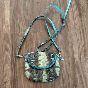 ❌sold❌ Vintage Lodis Snake Print Crossbody Bag with Blue Accents